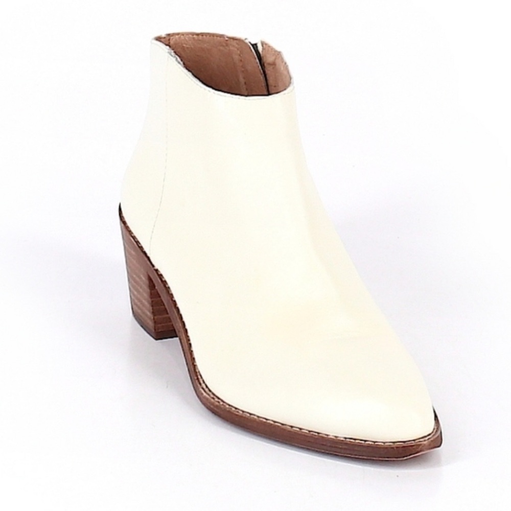 Madewell Justine Off-White leather zip Ankle Boot women size 10
